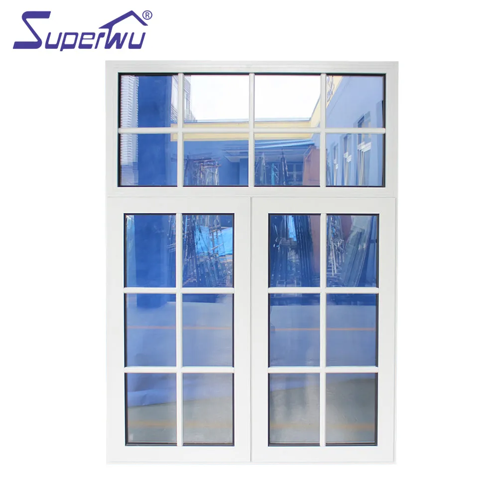 Superwu Thermal break double glazed aluminum hinge windows with fixed part casement window