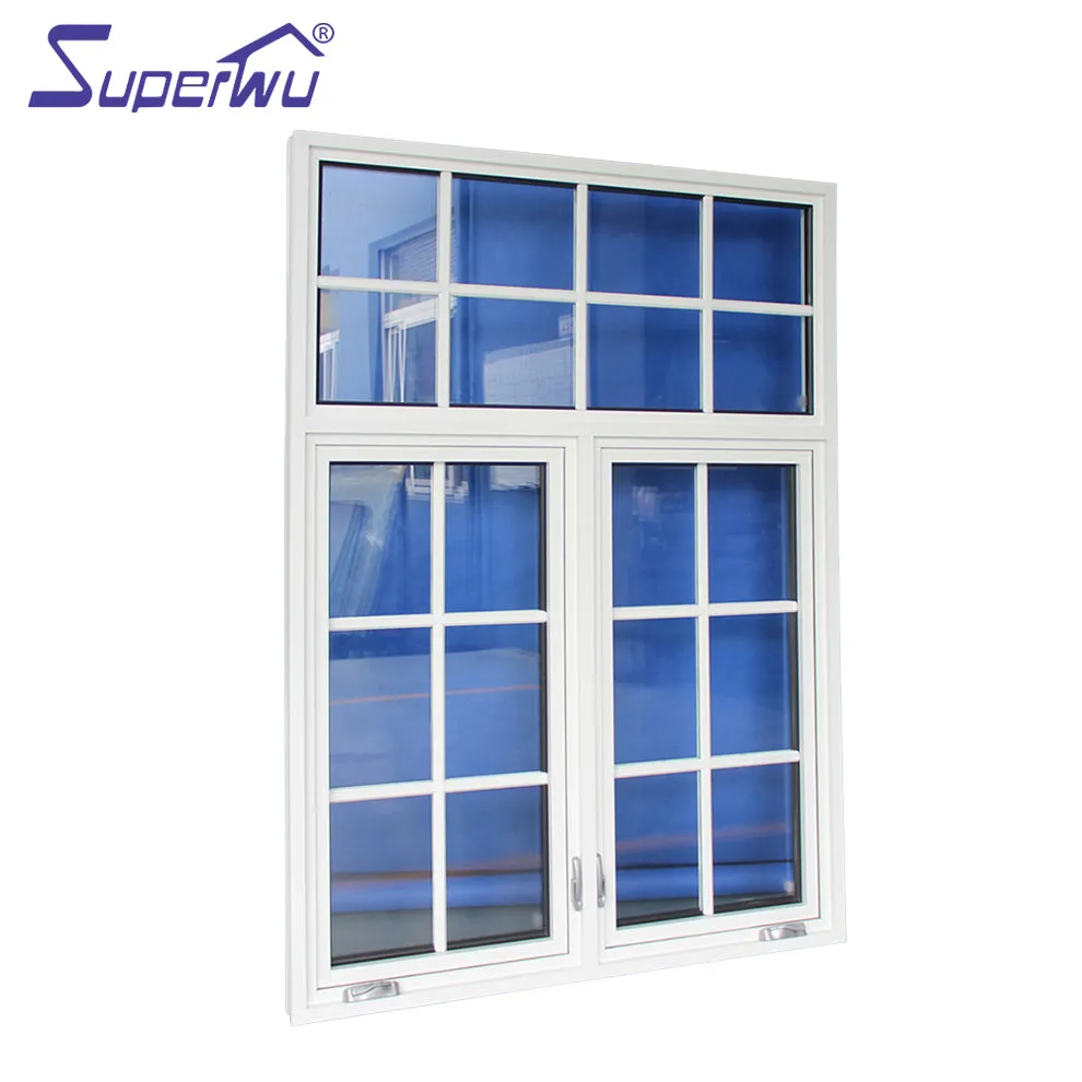 Superwu Thermal break double glazed aluminum hinge windows with fixed part casement window