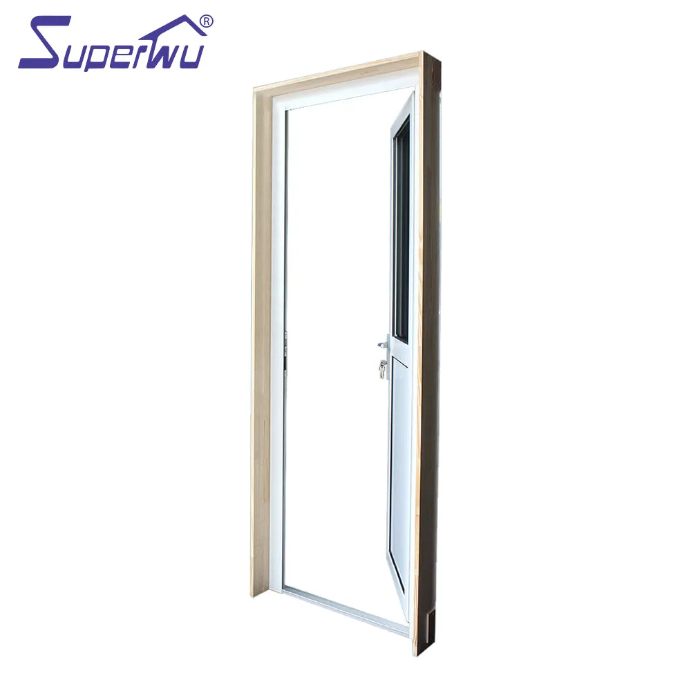 Superwu Wooden frame aluminum Half glass hinged doors
