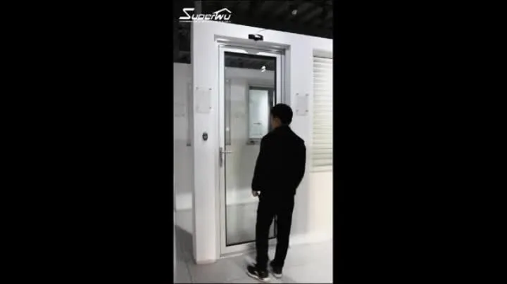 Superwu Wooden frame aluminum Half glass hinged doors