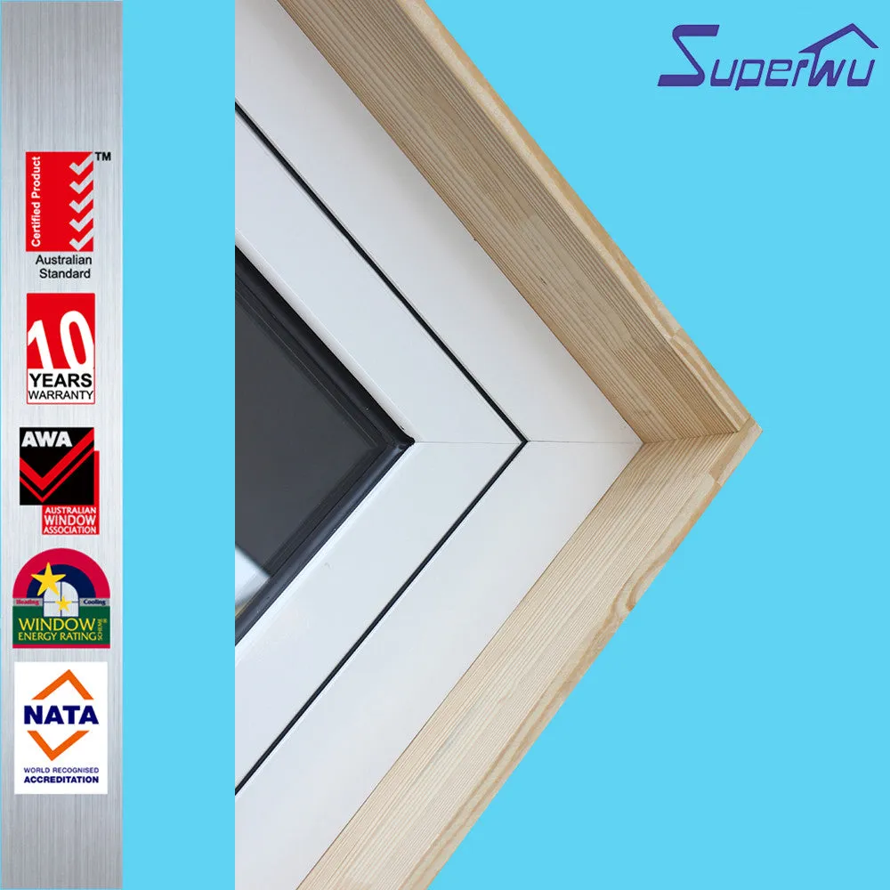 Superwu Wooden frame aluminum Half glass hinged doors