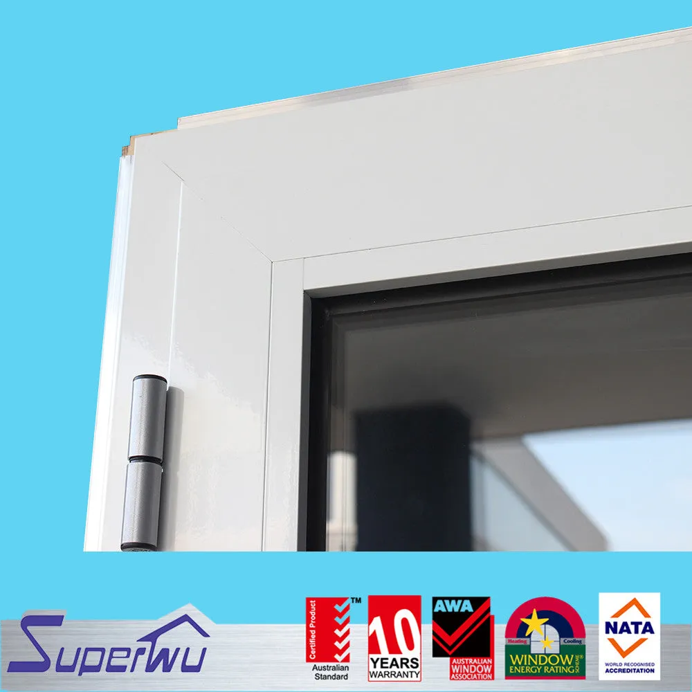 Superwu Wooden frame aluminum Half glass hinged doors