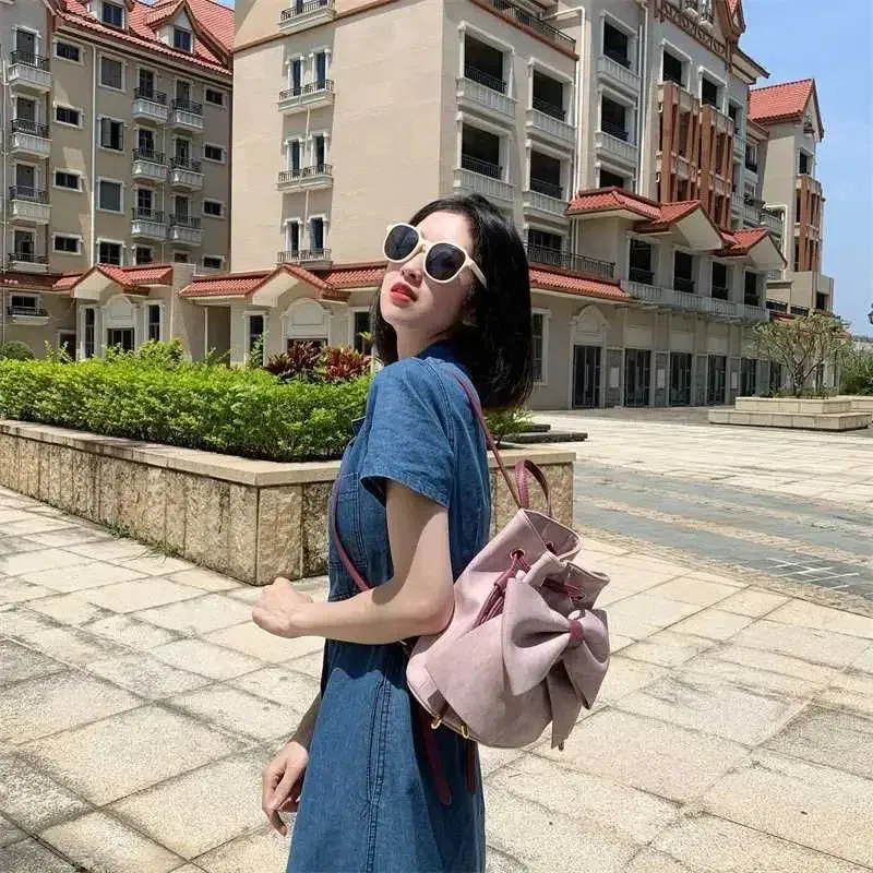TAVIMART  -  Japanese Sweet Girls Pink Bow Backpacks Streetwear All Match Y2k Students Backpack Casual Fashion Aesthetic Women's Schoolbags