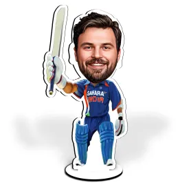 Trove Treasure Wood Caricature Personalized Gifts For Men Cricket Height 8 Inch (Car-09), Wall Mount, Multi-coloured, Rectangular