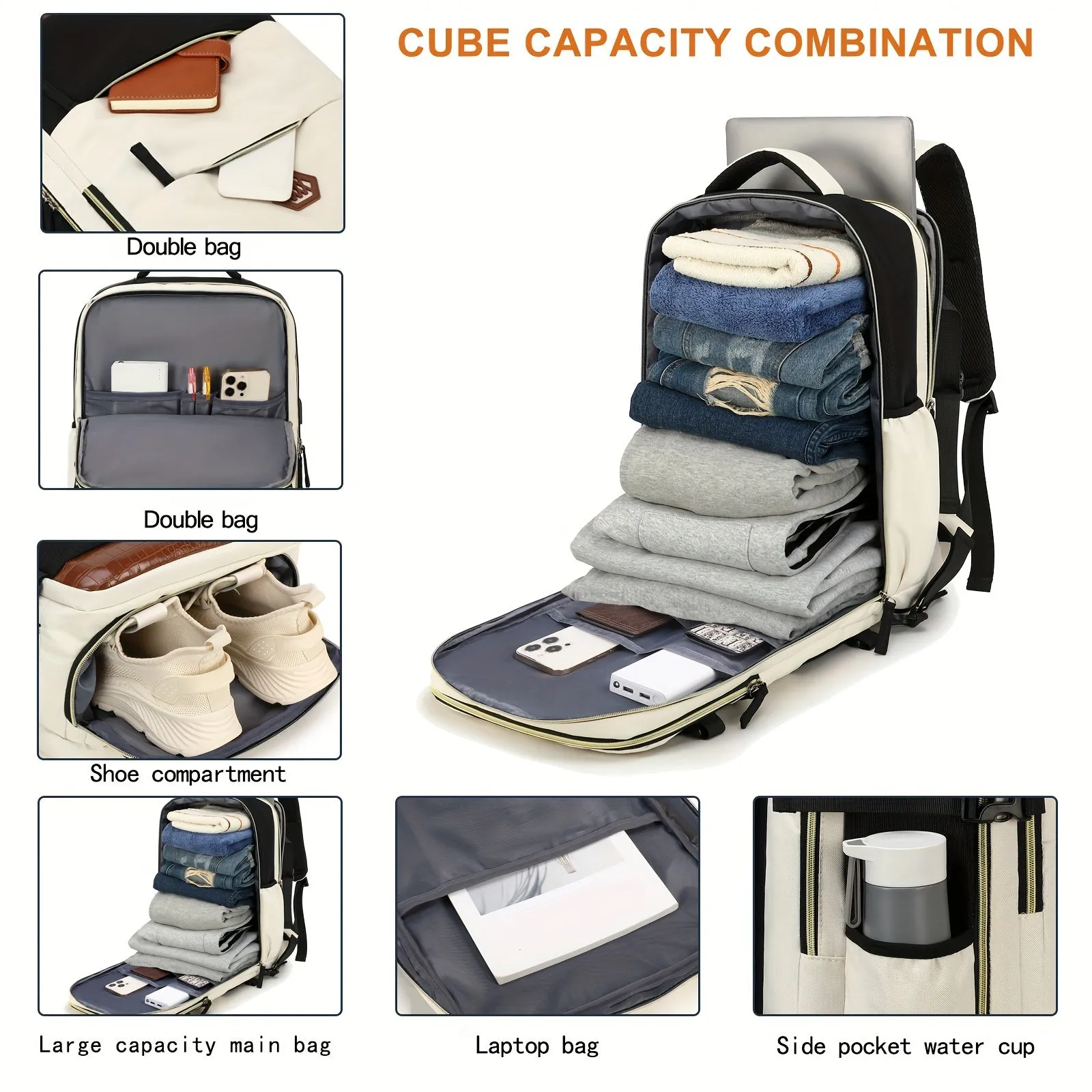 Waterproof Laptop Backpack with Shoe Compartment for Travel and Business