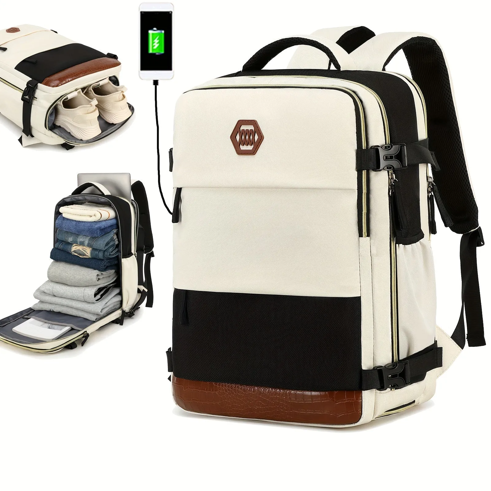 Waterproof Laptop Backpack with Shoe Compartment for Travel and Business
