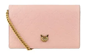 (WMNS) GUCCI Metallic Logo Embossing Leather Chain Shoulder Messenger Bag Pink 548060-0G6FT-5877