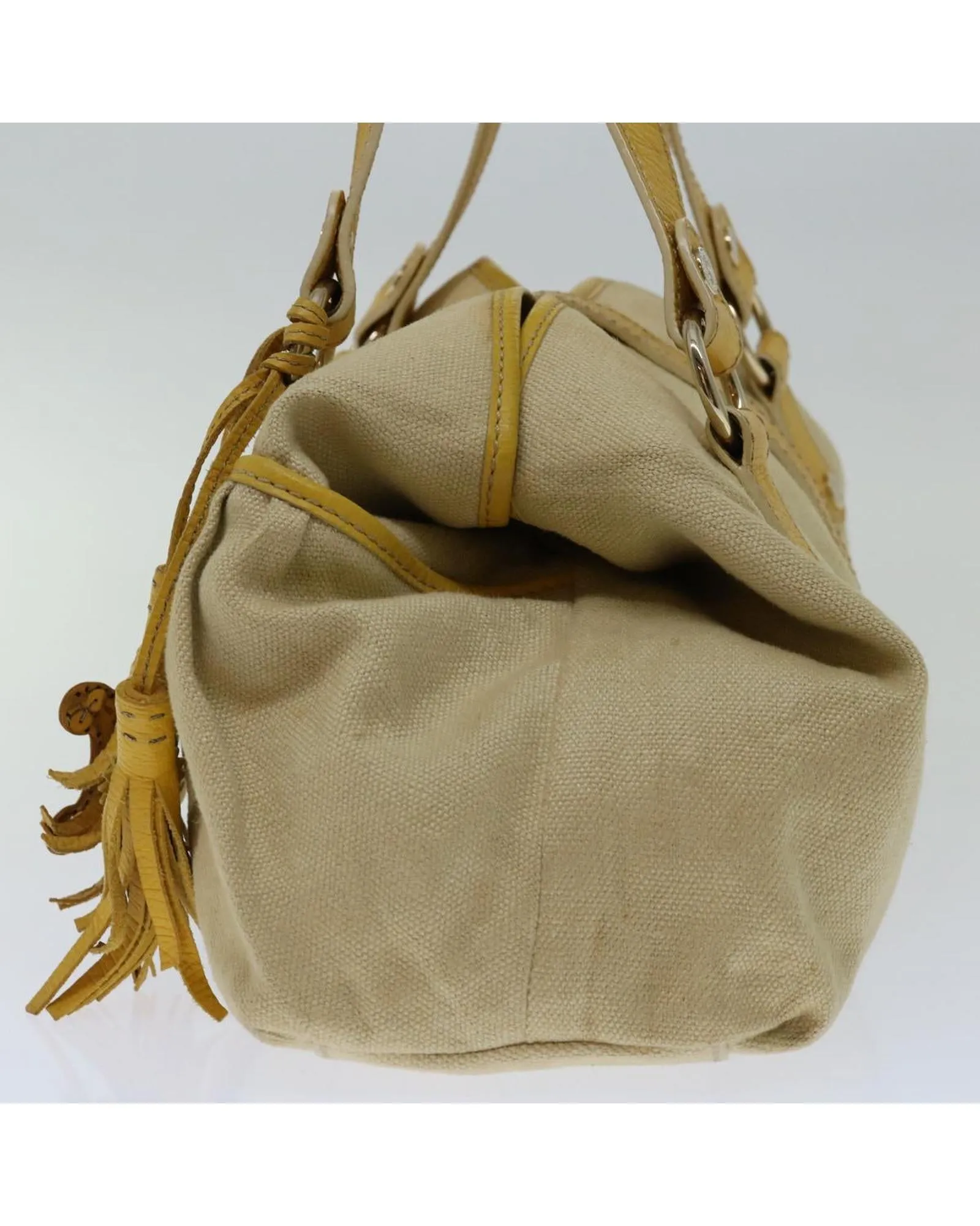 Yellow Canvas Hand Bag with Accessories and Serial Number